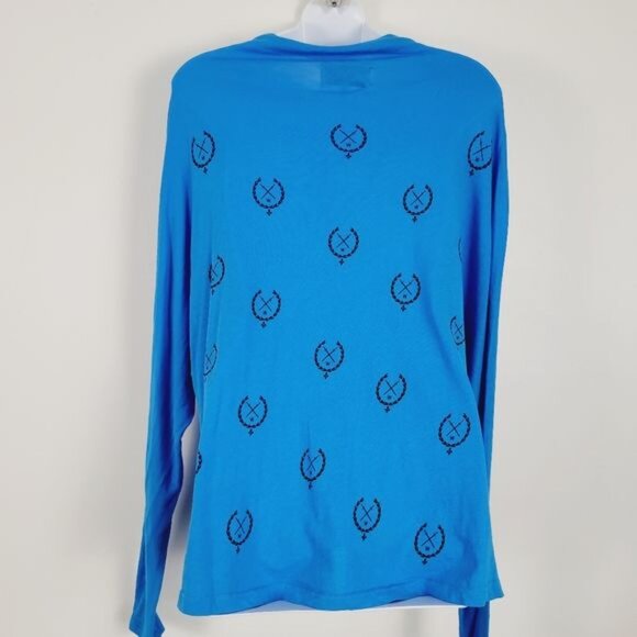 Wildfox‎ Ocean Blue Signant Seal Laurel Wreath Print Lightweight Top - Picture 2 of 8
